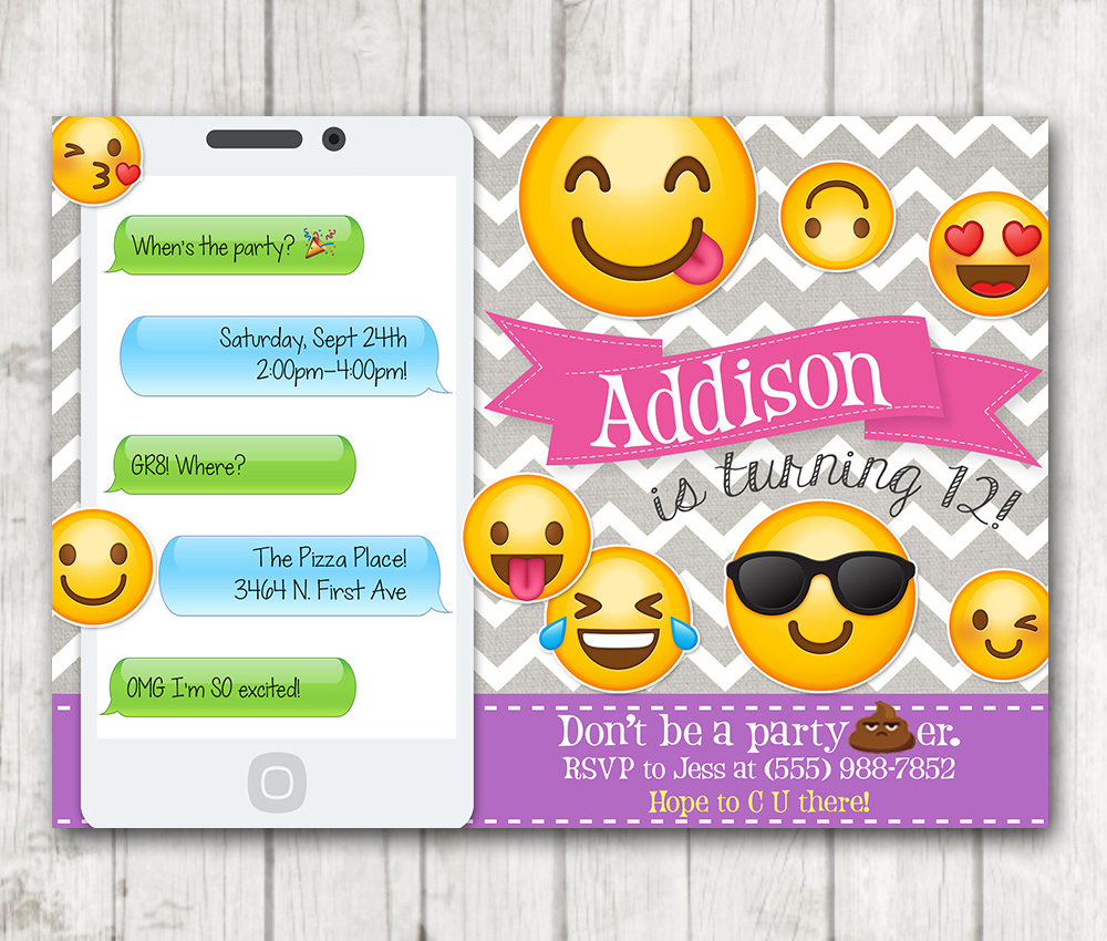 Printable Emoji Birthday Party Invitation, Emoji invitations – Happy Barn