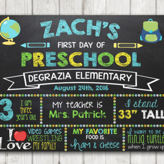 Printable First Day of School Sign First Day of Preschool Chalkboard ...