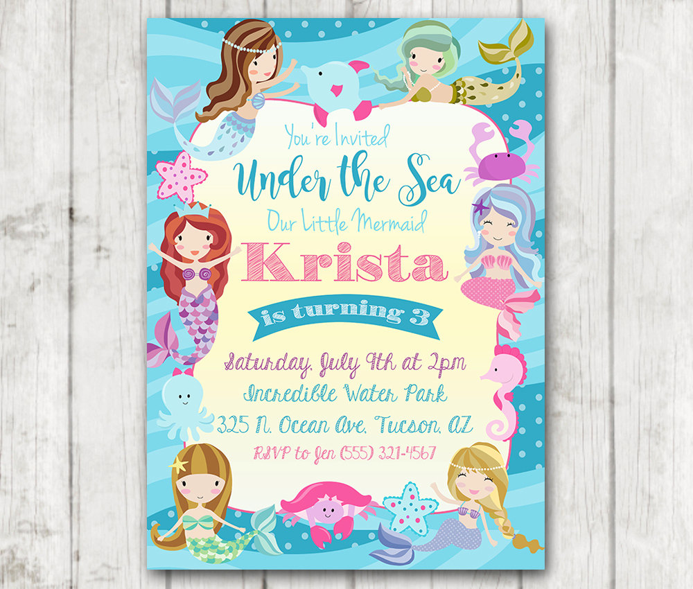 Under the Sea Mermaid Birthday Invitation - Happy Barn