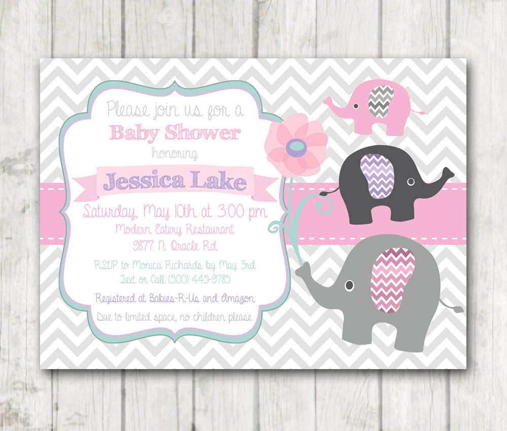 pink and grey baby shower invitations