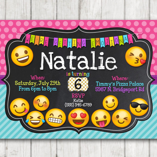 Printable Chalkboard Emoji Birthday Party Invitation – Happy Barn