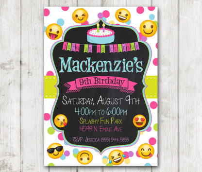 Printable Chalkboard Emoji Birthday Party Invitation – Happy Barn