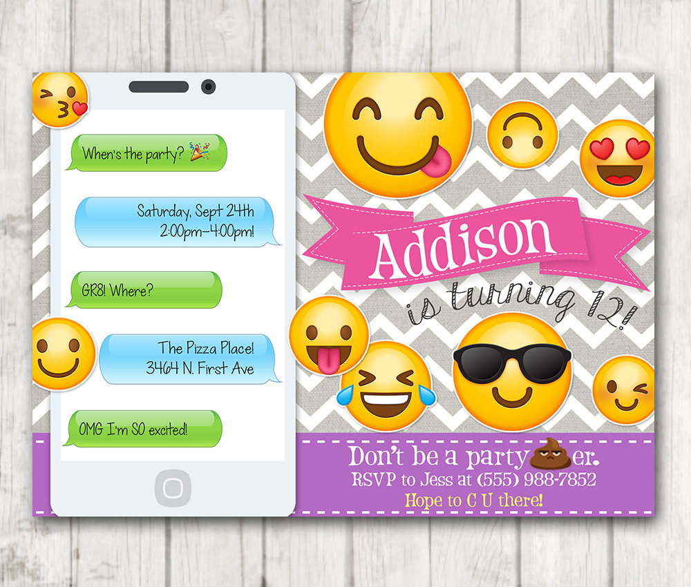 Printable Emoji Birthday Party Invitation Emoji Invitations Happy Barn