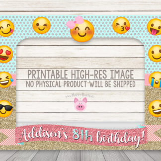 PRINTABLE Emoji birthday party photo booth frame Emoji Birthday Photobooth props Chalkboard Emoji Party photo booth prop frame with photo