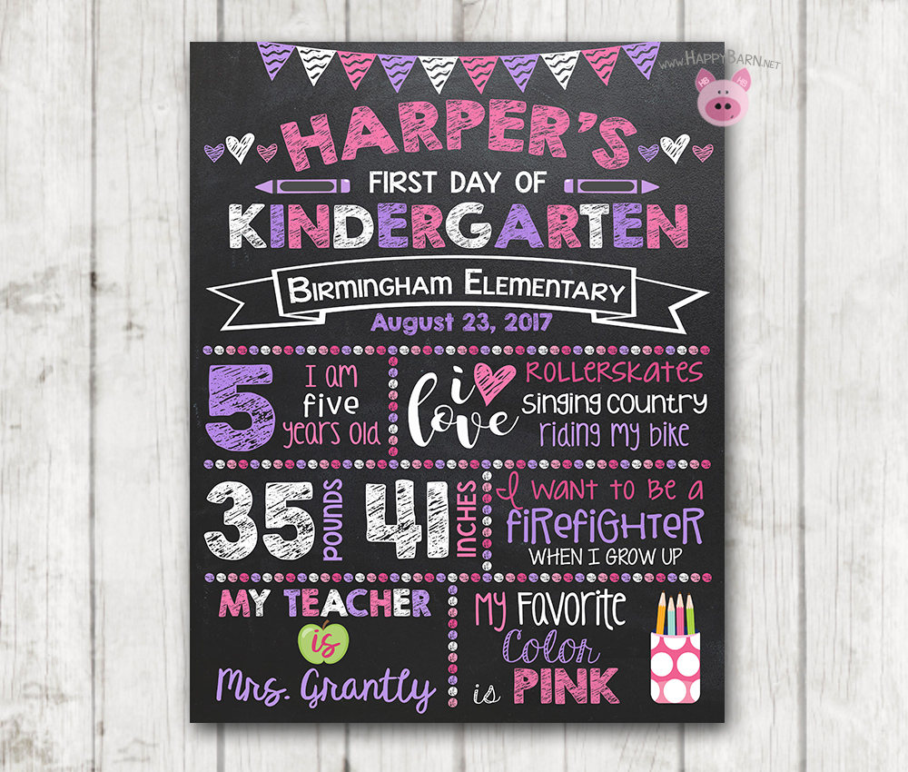 Printable First Day Of School Chalkboard Sign Vertical Happy Barn