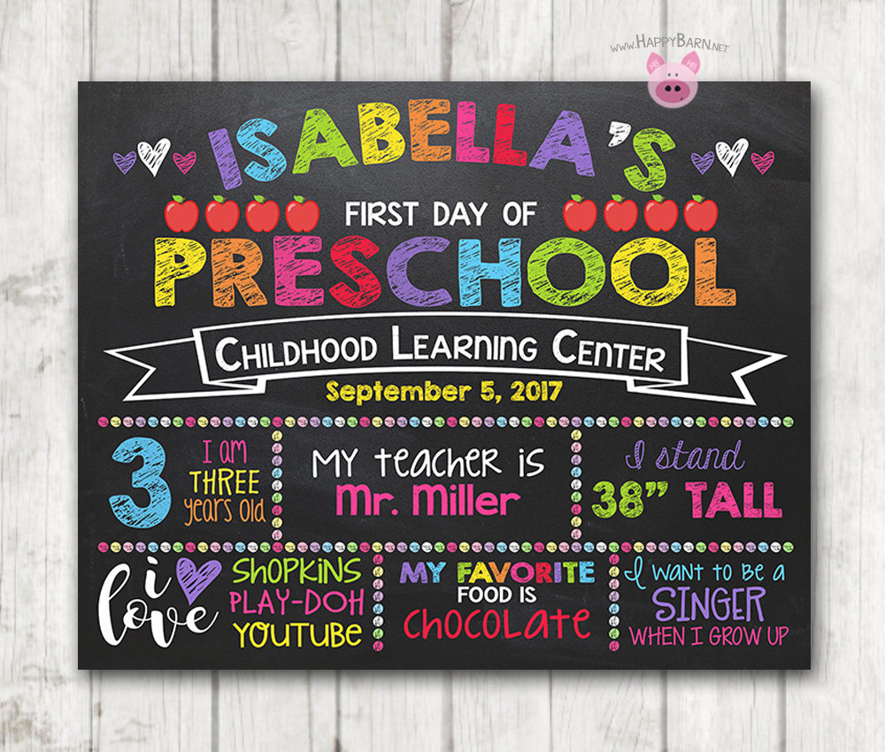First Day Of Preschool Sign Printable First Day Of School Sign 