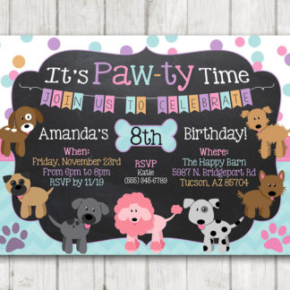 Printable Puppy Birthday Invitation Pawty invitation Chalkboard Paw-Ty Invitation Dog Invitation Paw-ty Puppy Birthday Chalkboard Invite