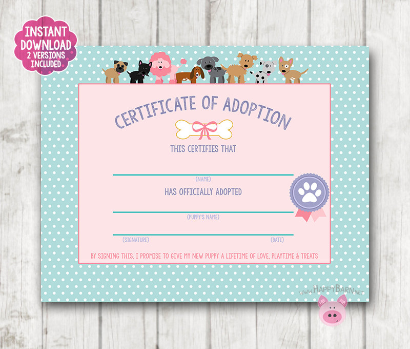 Pet Adoption Certificate Template Pdf