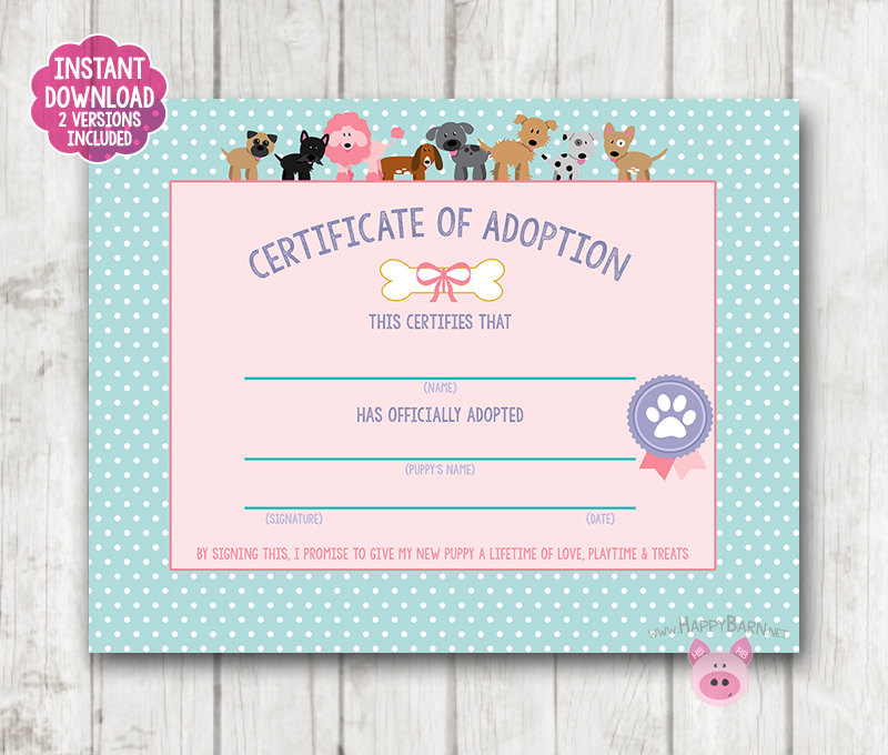 Dog Adoption Certificate Printable Printable World Holiday