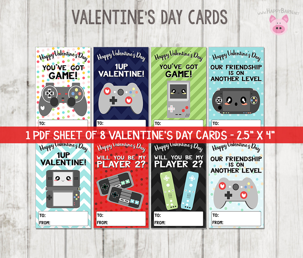 Printable Video Game Valentine s Cards Gamer Valentines Cards School