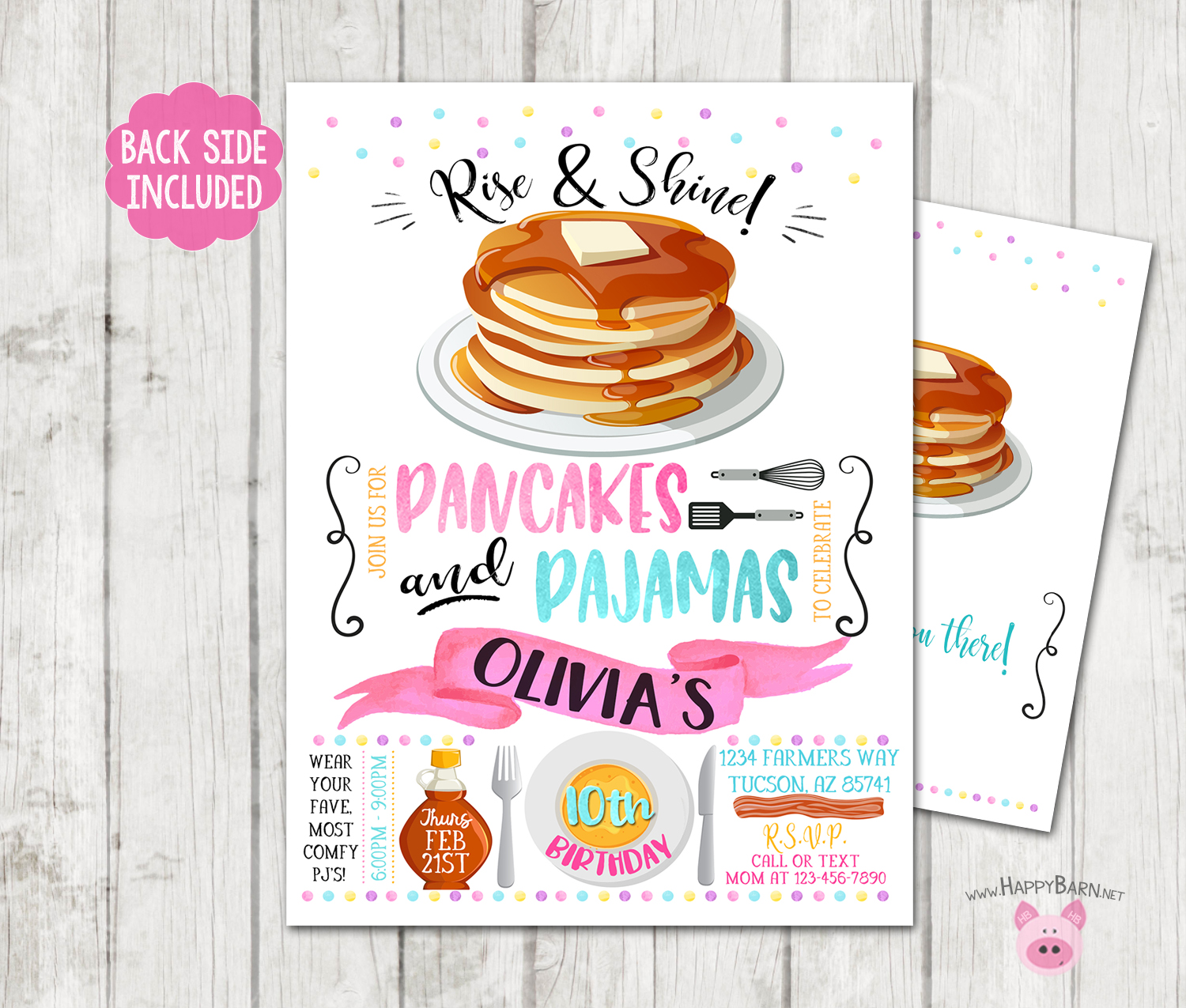 Pancakes and Pajamas Invitations Happy Barn