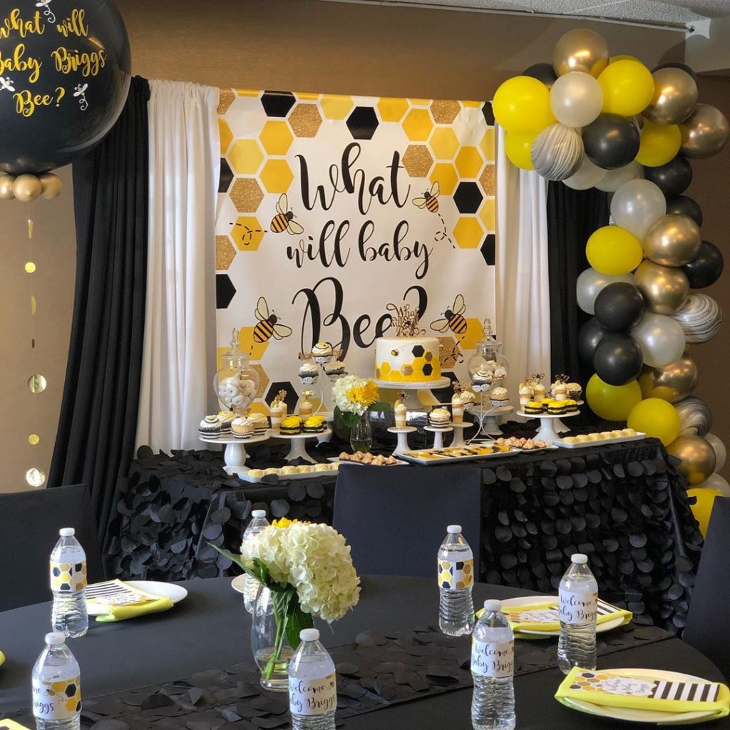 Bee Baby Shower Photo Booth Backdrop, Bee Backdrop, Honeycomb Bee ...